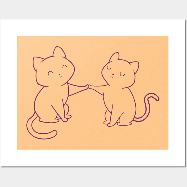 TWO KITTENS purple lineart Wall Art by leepianti